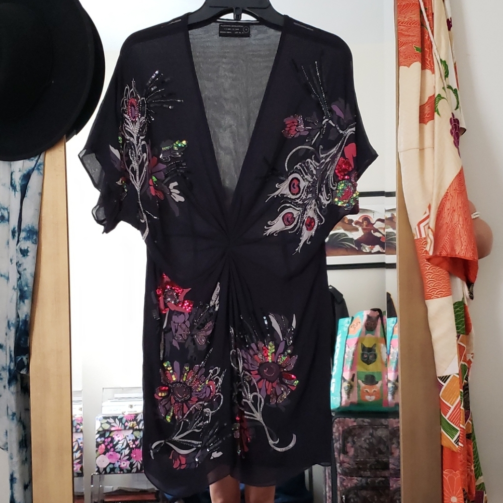 Allsaints Sheer Beaded Party Dress